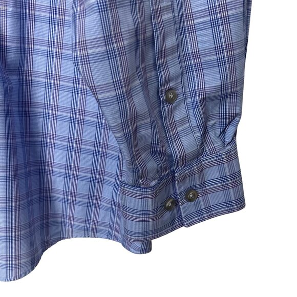 Michael Kors Button Down Shirt Mens 18 34/35 Blue Regular Fit Non Iron Plaid - Picture 5 of 7